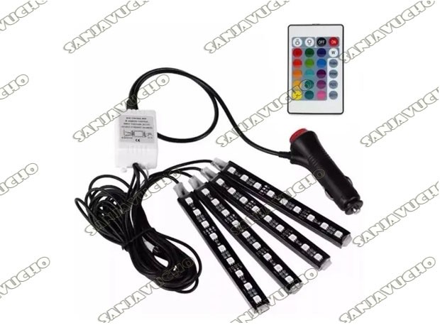 -+ TIRA LUCES LED RGB MULTICOLOR INTERIOR AUTO 12V AUDIORITMICA